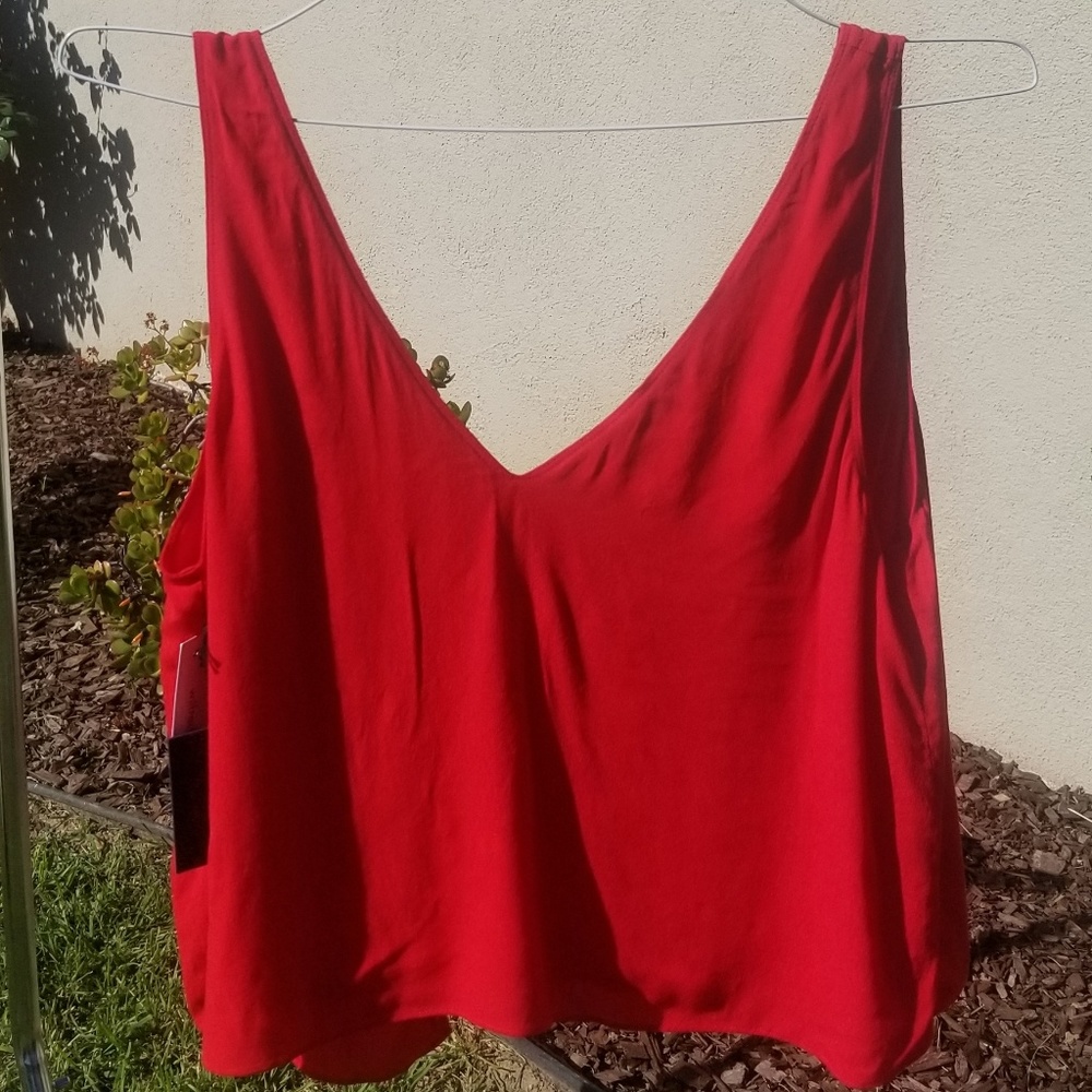 Wilfred Free Womens Red V-neck Top Blouse Sleevele